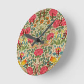 William Morris Roos Floral Chintz Pink Ronde Klok (Hoek)