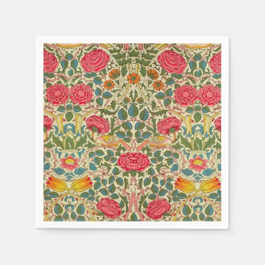 William Morris Roos Floral Chintz Pink Servet (Voorkant)