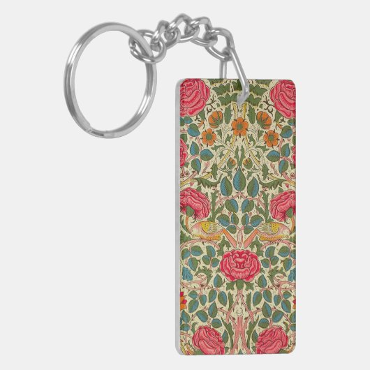 William Morris Roos Floral Chintz Pink Sleutelhanger (Voorkant Links)