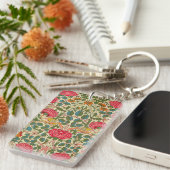 William Morris Roos Floral Chintz Pink Sleutelhanger (Voorkant Rechts)