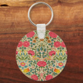 William Morris Roos Floral Chintz Pink Sleutelhanger (Voorkant)