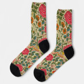 William Morris Roos Floral Chintz Pink Sokken (Links)