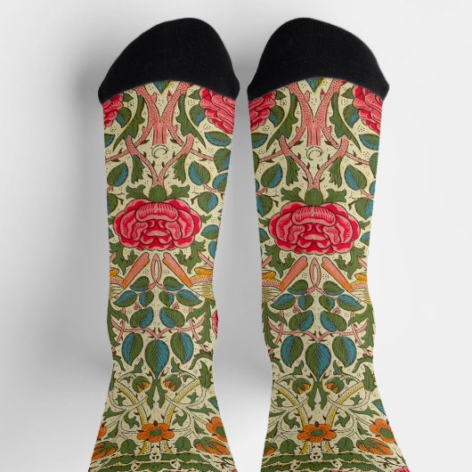William Morris Roos Floral Chintz Pink Sokken (Top)