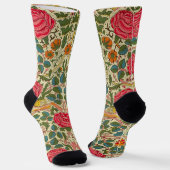 William Morris Roos Floral Chintz Pink Sokken (Gebogen)