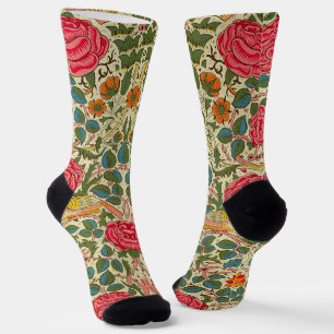 William Morris Roos Floral Chintz Pink Sokken