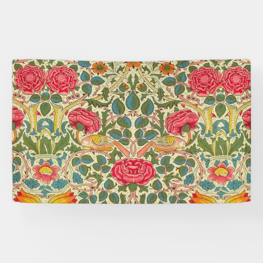 William Morris Roos Floral Chintz Pink Spandoek (Horizontaal)