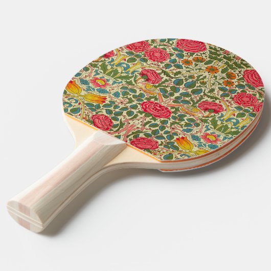 William Morris Roos Floral Chintz Pink Tafeltennisbatje (Voorkant Gekanteld)