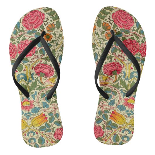 William Morris Roos Floral Chintz Pink Teenslippers (Voetbed)