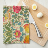 William Morris Roos Floral Chintz Pink Theedoek (Quarter Fold)