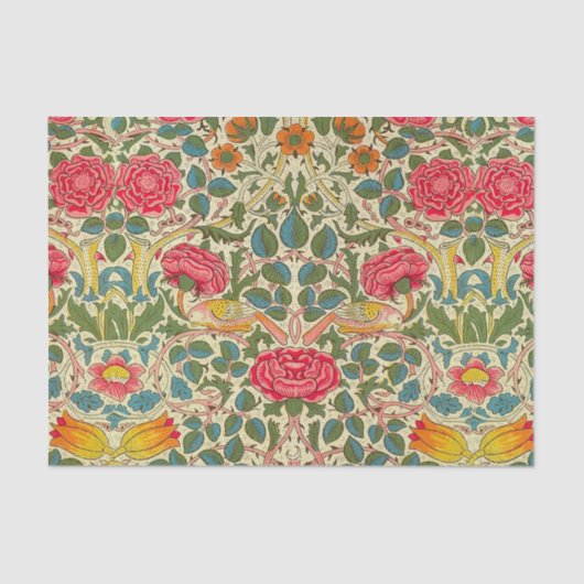 William Morris Roos Floral Chintz Pink Tissuepapier (Voorkant)