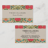 William Morris Roos Floral Chintz Pink Visitekaartje (Voorkant / Achterkant)