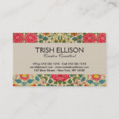 William Morris Roos Floral Chintz Pink Visitekaartje (Achterkant)