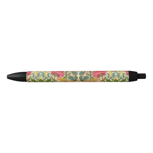 William Morris Roos Floral Chintz Pink Zwarte Inkt Pen (Voorkant)
