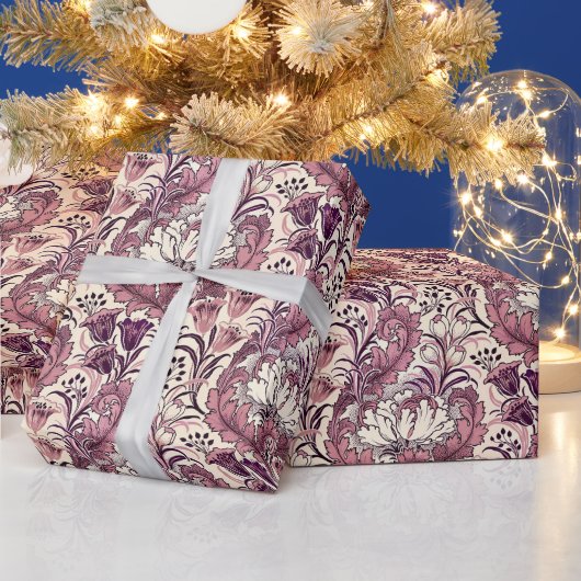 William Morris Roos Gold Cream Floral Pattern Cadeaupapier (Feestdagen)