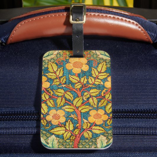 William Morris Roos Krans: Klassieke Kunst & Ambac Bagagelabel (Voorkant Insitu 2)