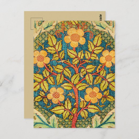 William Morris Roos Krans: Klassieke Kunst & Ambac Briefkaart (Voorkant / Achterkant)