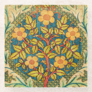 William Morris Roos Krans: Klassieke Kunst & Ambac Glazen Onderzetter