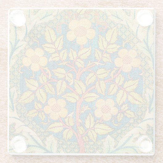 William Morris Roos Krans: Klassieke Kunst & Ambac Glazen Onderzetter (Achterkant)