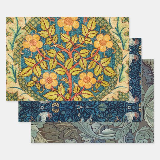 William Morris Roos Krans: Klassieke Kunst & Ambac Inpakpapier Vel (Set)