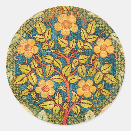 William Morris Roos Krans: Klassieke Kunst & Ambac Ronde Sticker (Voorkant)