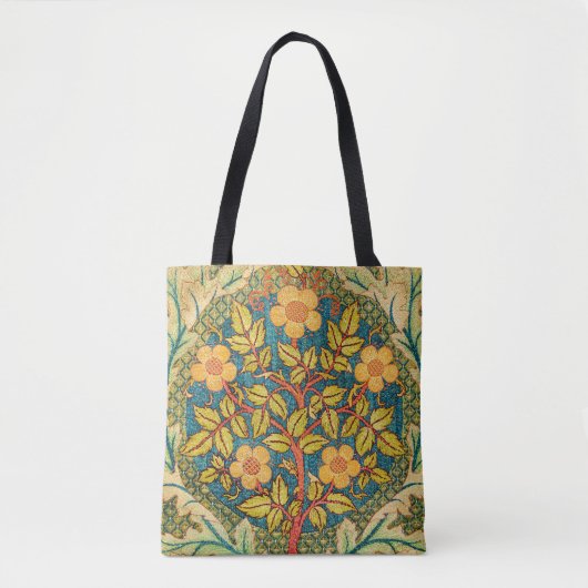 William Morris Roos Krans: Klassieke Kunst & Ambac Tote Bag (Voorkant)