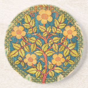 William Morris Roos Krans: Klassieke Kunst & Ambac Zandsteen Onderzetter