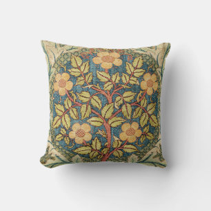 William Morris Roos Krans Vintage Bloemschildering Kussen