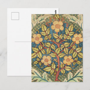 William Morris Roos Krans Vintage Bloemstuk Kunst Briefkaart