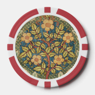 William Morris Roos Krans Vintage Bloemstuk Kunst Poker Chips