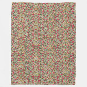  William Morris Roos Pink Yellow Bird Flor Fleece Deken