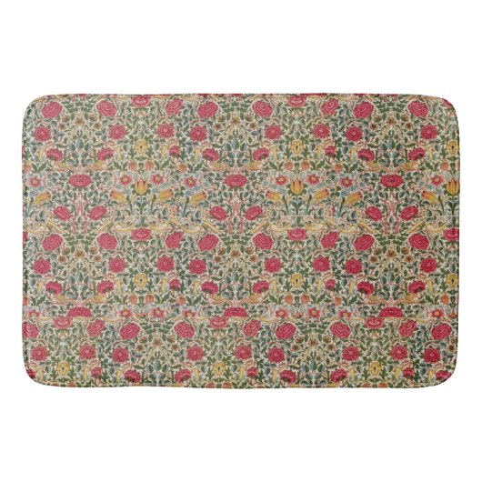 William Morris Roos Pink Yellow Bird Flora Badmat (Voorkant)