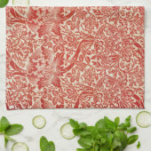 William Morris Roos & Thistle Bloemen Rood Theedoek (Gevouwen)