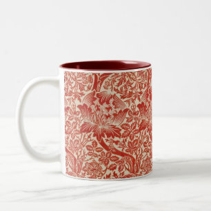 William Morris Roos & Thistle Bloemen Rood Tweekleurige Koffiemok