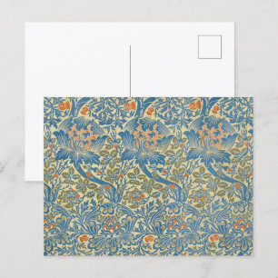 William Morris Roos & Thistle Floral Blue Briefkaart