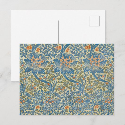 William Morris Roos & Thistle Floral Blue Briefkaart (Voorkant / Achterkant)
