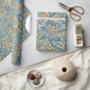William Morris Roos & Thistle Floral Blue Cadeaupapier