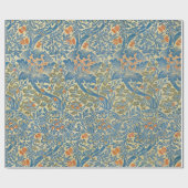 William Morris Roos & Thistle Floral Blue Cadeaupapier (Vlak)