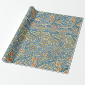 William Morris Roos & Thistle Floral Blue Cadeaupapier (Uitgerold)