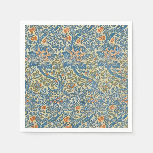 William Morris Roos & Thistle Floral Blue Servet (Voorkant)