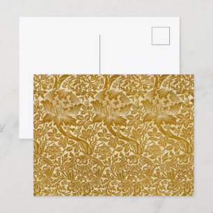 William Morris Roos & Thistle Floral Golden Briefkaart