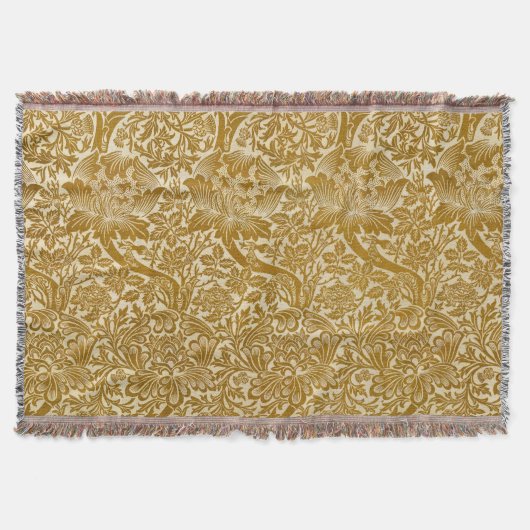 William Morris Roos & Thistle Floral Golden Deken (Voorkant)