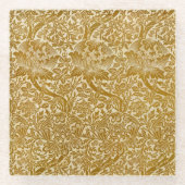 William Morris Roos & Thistle Floral Golden Glazen Onderzetter (Voorkant)