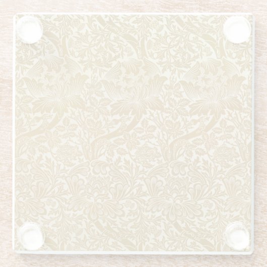 William Morris Roos & Thistle Floral Golden Glazen Onderzetter (Achterkant)