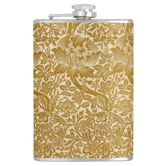 William Morris Roos & Thistle Floral Golden Heupfles (Voorkant)