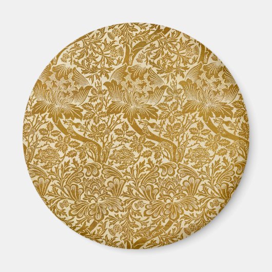 William Morris Roos & Thistle Floral Golden Magneet (Voorkant)