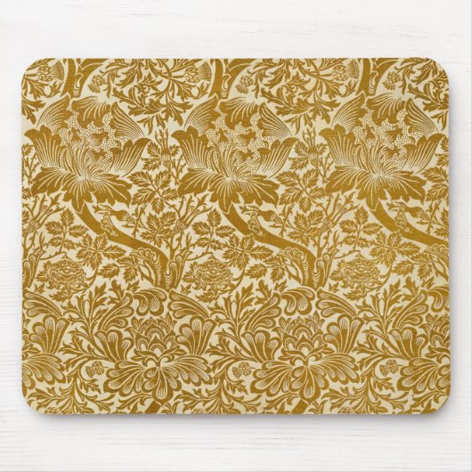 William Morris Roos & Thistle Floral Golden Muismat (Voorkant)