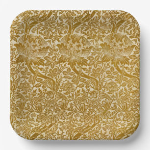 William Morris Roos & Thistle Floral Golden Papieren Bordje