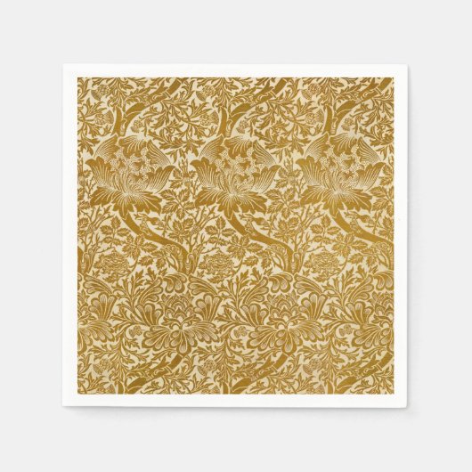 William Morris Roos & Thistle Floral Golden Servet (Voorkant)