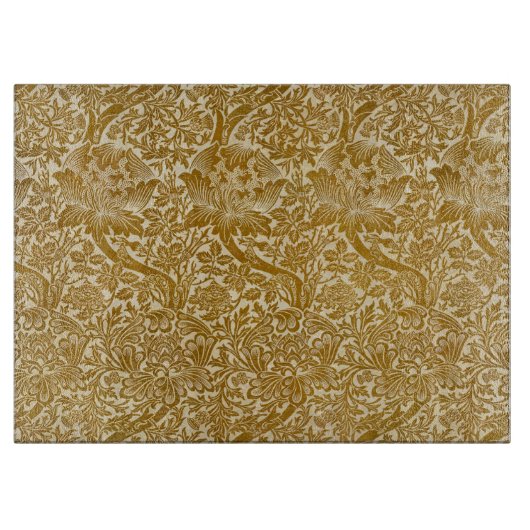 William Morris Roos & Thistle Floral Golden Snijplank (Voorkant)