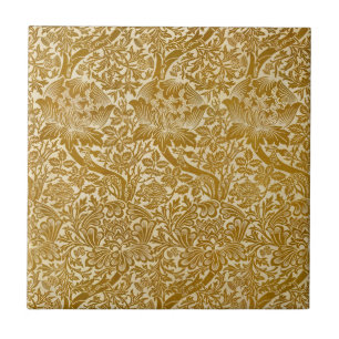 William Morris Roos & Thistle Floral Golden Tegeltje